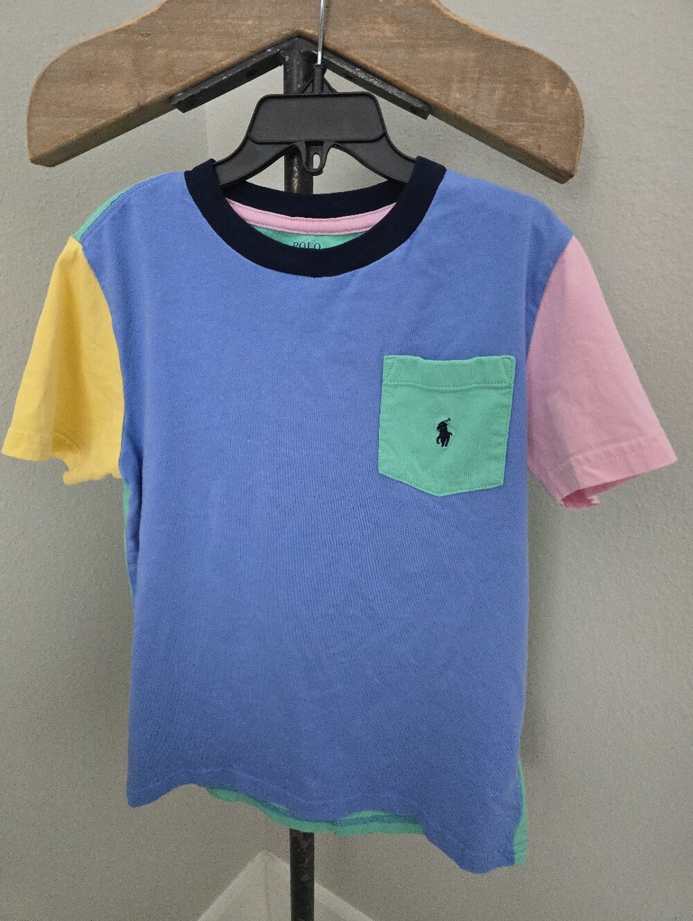 Polo by Ralph Lauren Colorblock Short Sleeve Tee - Blue/Green/Pink/Yellow Boys 7